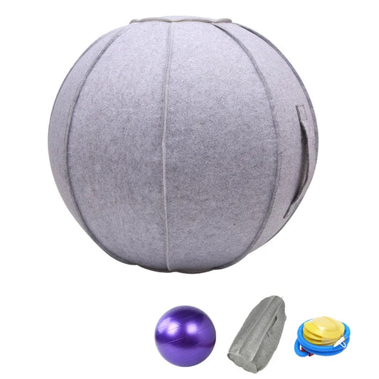 65cm Linen Yoga Ball Cover Balance Ball Protector + 65cm Yoga Ball with Pump for Home Gym Yoga Pilates Fitness Body Building