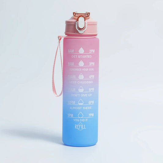 1-8pcs BPA Free Leak Proof Plastic Straw Sports Water Bottle High Quality Tour Hiking Portable Drink Bottles with Time Marker