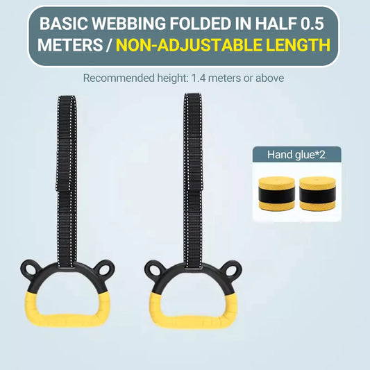 Kids Horizontal Bar with Gymnastic Rings Adjustable Hanging Straps for Indoor Pull-Up Hammock Play Children Fitness Strength Tra