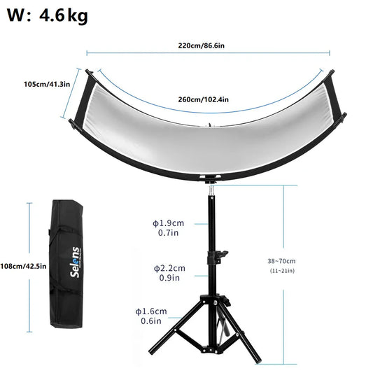 Selens 4 Colors Photography Collapsible Light Reflective Screen U-type Reflector With Tripod for Photo Studio Multi Disc Diffuer