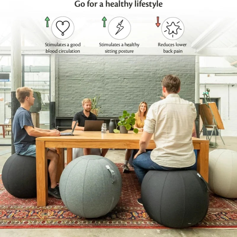 65cm Balance Ball Chair for Office & Home  Washable Cotton Cover Ergonomic Exercise Ball for Posture Back Relief Yoga Ball Chair