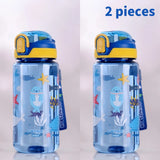 600ml Dinosaur Water Bottle For Kids Water Sippy Cup With Silicone Straw Leakproof Plastic Water Bottles Summer Kids Water Cup