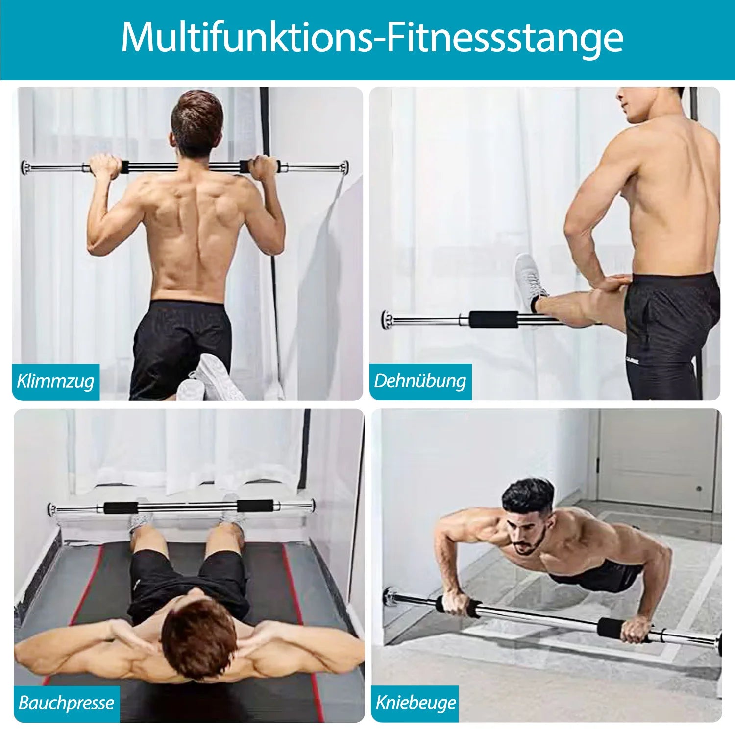 Pull Up Bar Doorway Chin Up Bar No Screws Door Frame Chin Up Push Up Sit Up Bar Adjustable 62-100cm (24''-39'') Up to 150kg
