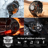 2026 Military Smart Watch Men 1100mAh Big Battery 1.7'' AMOLED Display Bluetooth Call AI Voice Assistant Heart Rate Sleep & SpO2 Monitor Bracelet IP68 Waterproof Compass Flashlight Sports Fitness Tracker Smartwatch