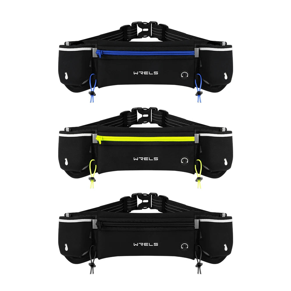 WRELS Upgraded Running Belt Bag With Water Bottles Hydration Belt Running Pouch Bag  Fanny Pack Phones Waist pack for Sports