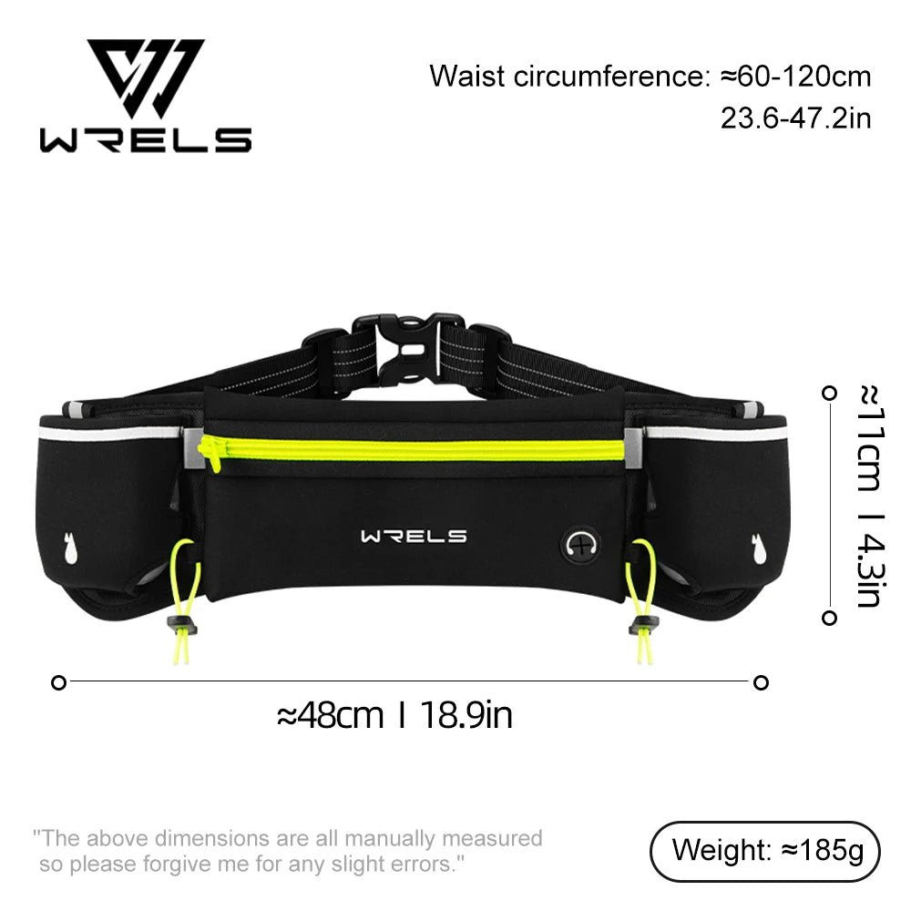 WRELS Upgraded Running Belt Bag With Water Bottles Hydration Belt Running Pouch Bag  Fanny Pack Phones Waist pack for Sports