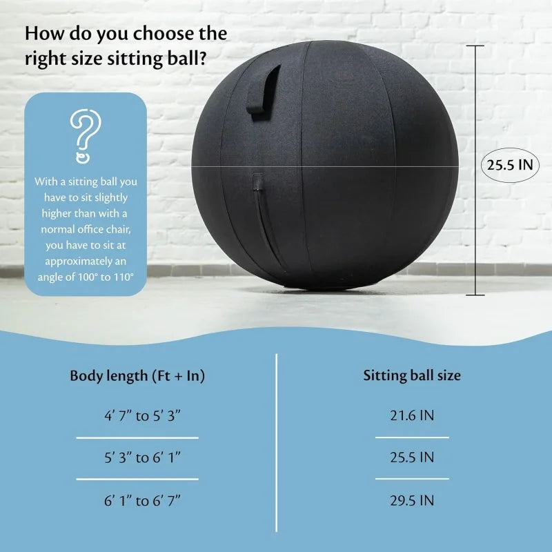 65cm Balance Ball Chair for Office & Home  Washable Cotton Cover Ergonomic Exercise Ball for Posture Back Relief Yoga Ball Chair