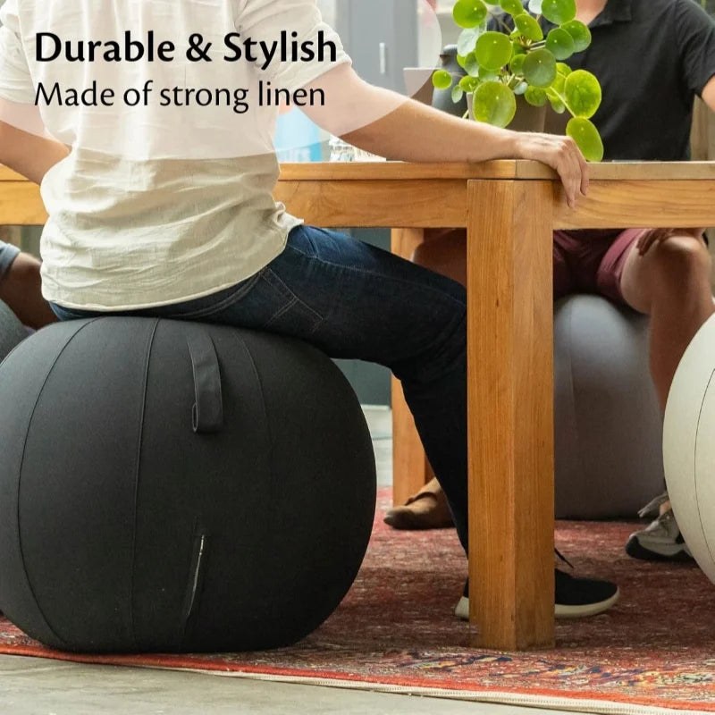 65cm Balance Ball Chair for Office & Home  Washable Cotton Cover Ergonomic Exercise Ball for Posture Back Relief Yoga Ball Chair