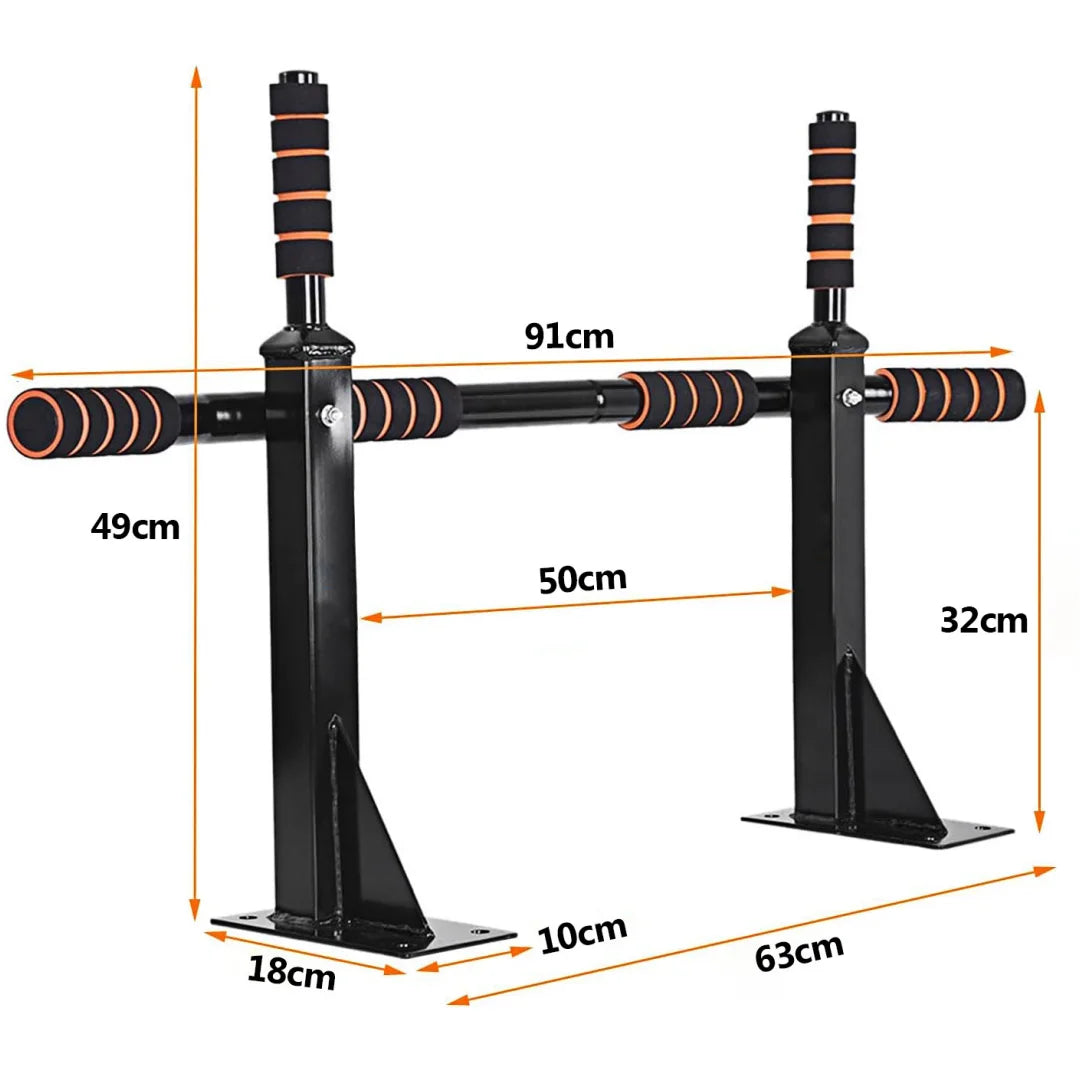 4-in-1 pull-up bar for wall mounting, non-slip handles,rings and punching bags with different grip positions, safe and stabl