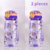 600ml Dinosaur Water Bottle For Kids Water Sippy Cup With Silicone Straw Leakproof Plastic Water Bottles Summer Kids Water Cup