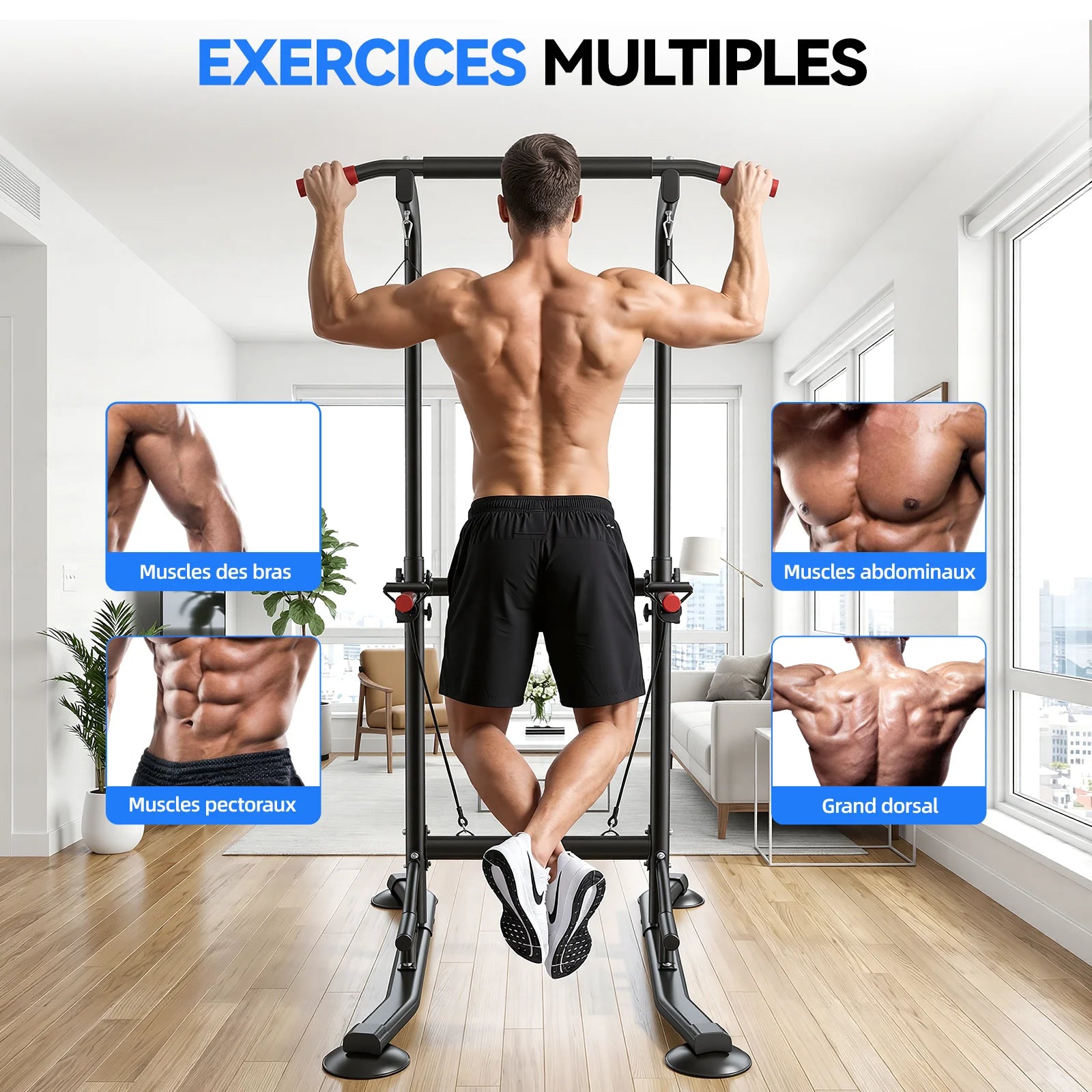 9-level, multi-function adjustable height pull-up bar, load-bearing capacity of kg, abdominal exercises
