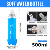 WRELS Soft Flask Folding Collapsible Water Bottle TPU BPA-Free for Running Running Hydration Bottles Water Bag Sports Flasks