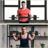 Adjustable dumbbell and kettlebell series, 4-in-1, 44 lbs. Weight, as kettlebells, bar set, push up stand for home gym, green and black round head