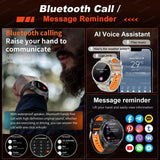 2026 Military Smart Watch Men 1100mAh Big Battery 1.7'' AMOLED Display Bluetooth Call AI Voice Assistant Heart Rate Sleep & SpO2 Monitor Bracelet IP68 Waterproof Compass Flashlight Sports Fitness Tracker Smartwatch