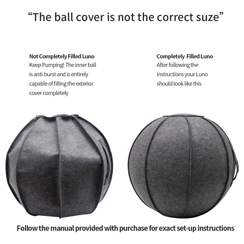 65cm Linen Yoga Ball Cover Balance Ball Protector + 65cm Yoga Ball with Pump for Home Gym Yoga Pilates Fitness Body Building