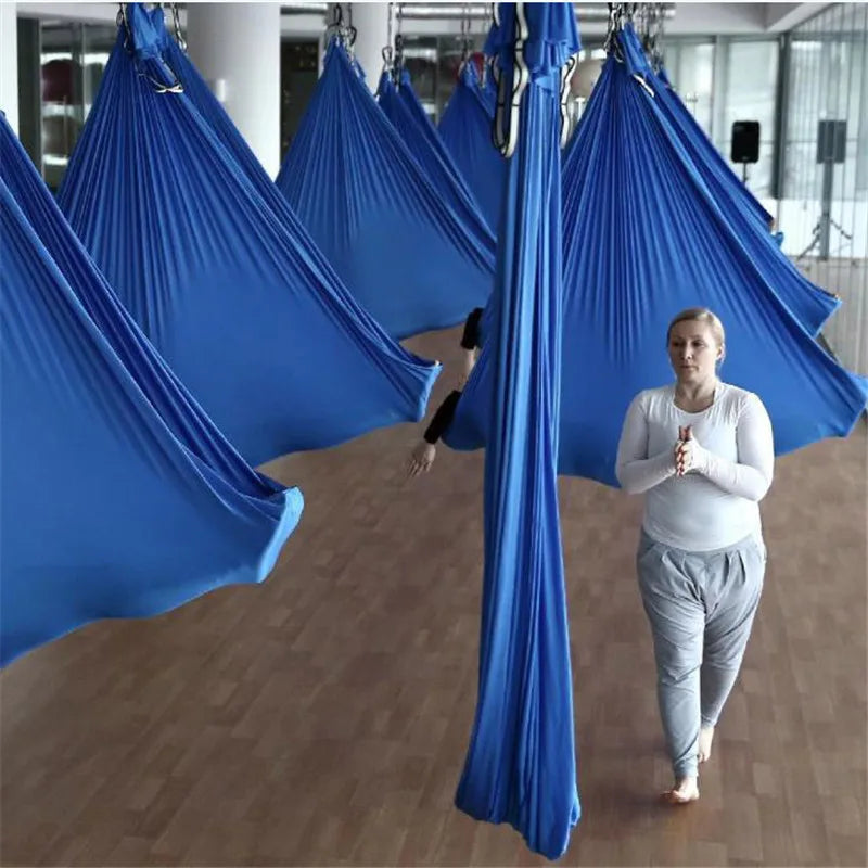 Elastic stretch fabric, 5m yoga hammock, flying swing，Aerial Yoga Hammock Multifunction Anti-gravity Yoga Belts for yoga traini
