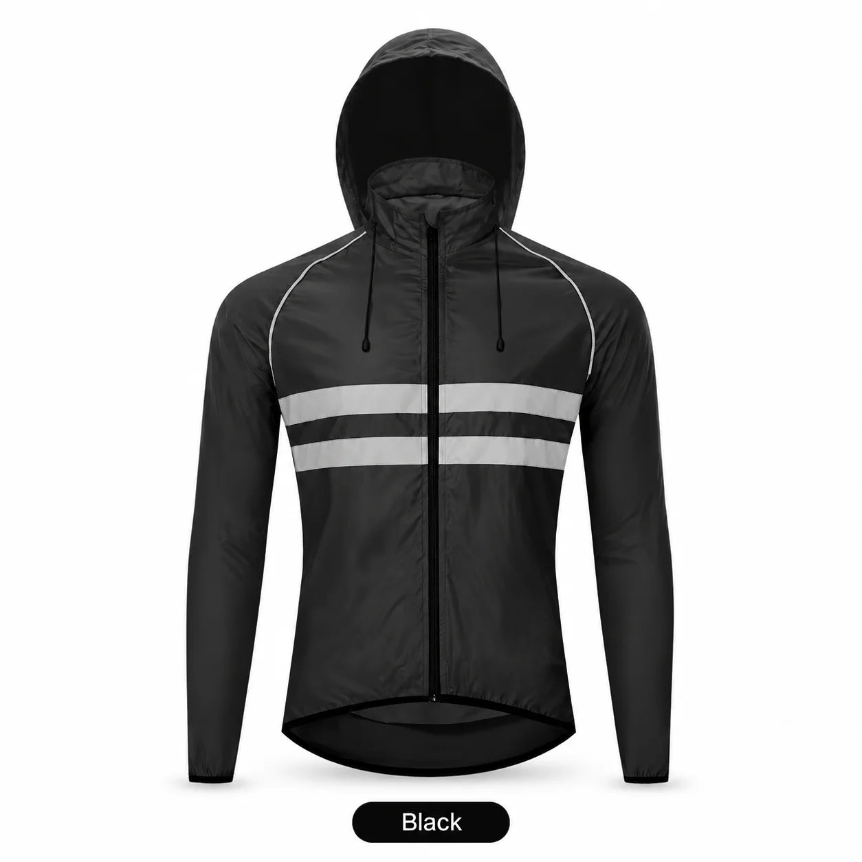 Men Cycling Jacket Reflective Hooded Windproof Water Repellent Bike Windbreaker Lightweight Packable Outdoor Coat