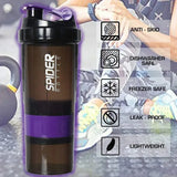 550ml 3 Layer Shaker Bottle Protein Mixing Shake Cup Sports Fitness Water Cup Scaled Plastic Water Bottles with Medicine Box Hot