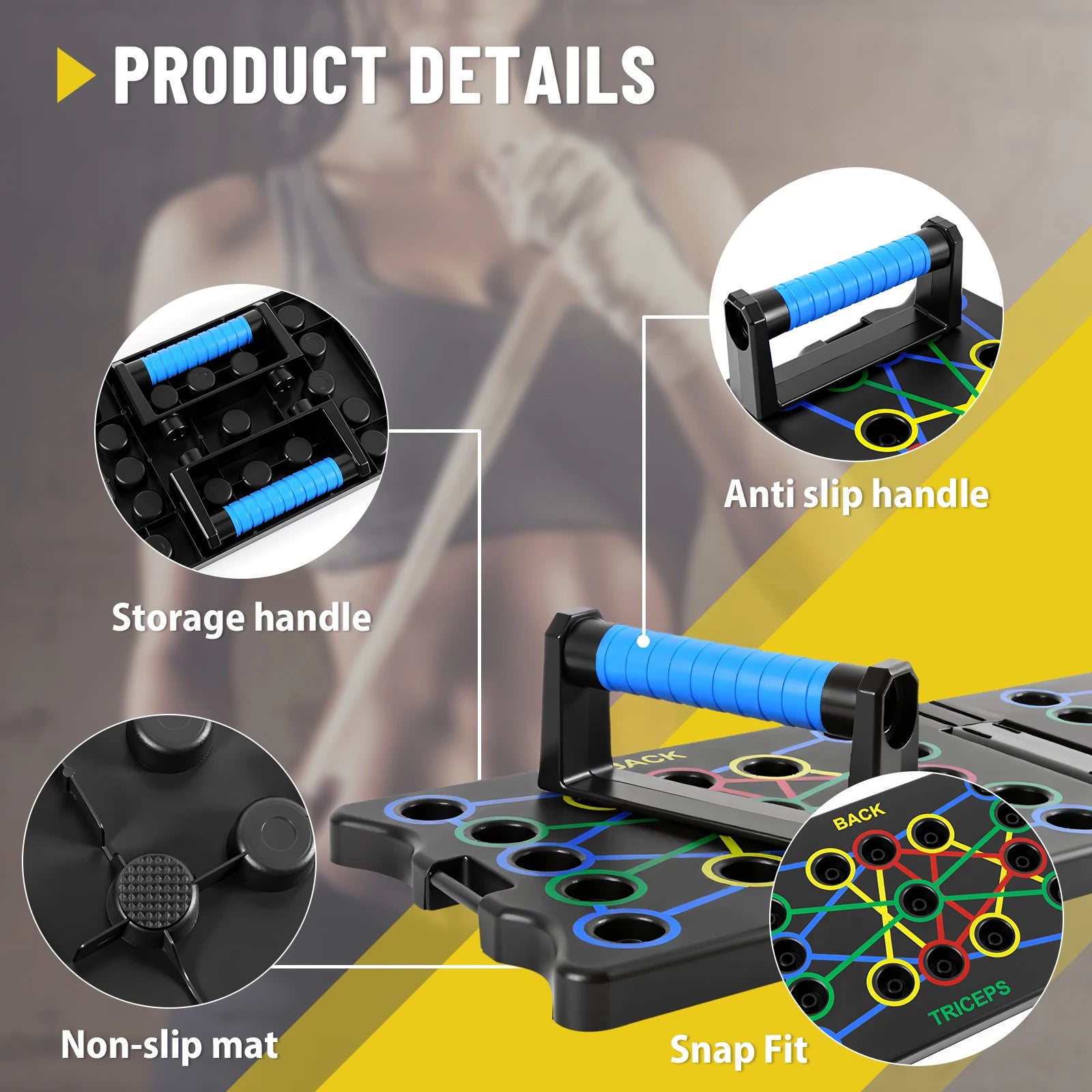 Push Up Board with Handles and Ropes 24-in-1 Multi-Function Home Gym Equipment for Chest, Shoulder & Triceps Workout Strength