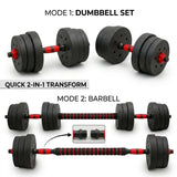 2-In-1 Dumbbells, Dumbbell Set with Connecting Steel Pipe, 15Kg, 30Kg, Tinted Black, Adjustable, Suitable for Balcony, Living Room, Fitness Studio, Equipment for Women And Men.