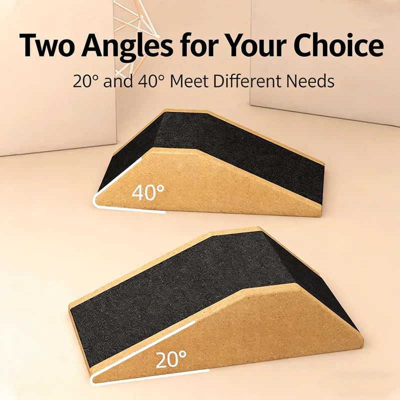 2pcs Cork Yoga Wedge Block Non-Slip Surface for Squat Heel Elevation Calf Stretching Home Gym Fitness Accessories