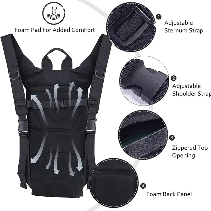 Tactical Water Hydration Pack - Military Class Camel Backpack with 3L Leakproof Water Bladder for Running, Jogging, Cycling