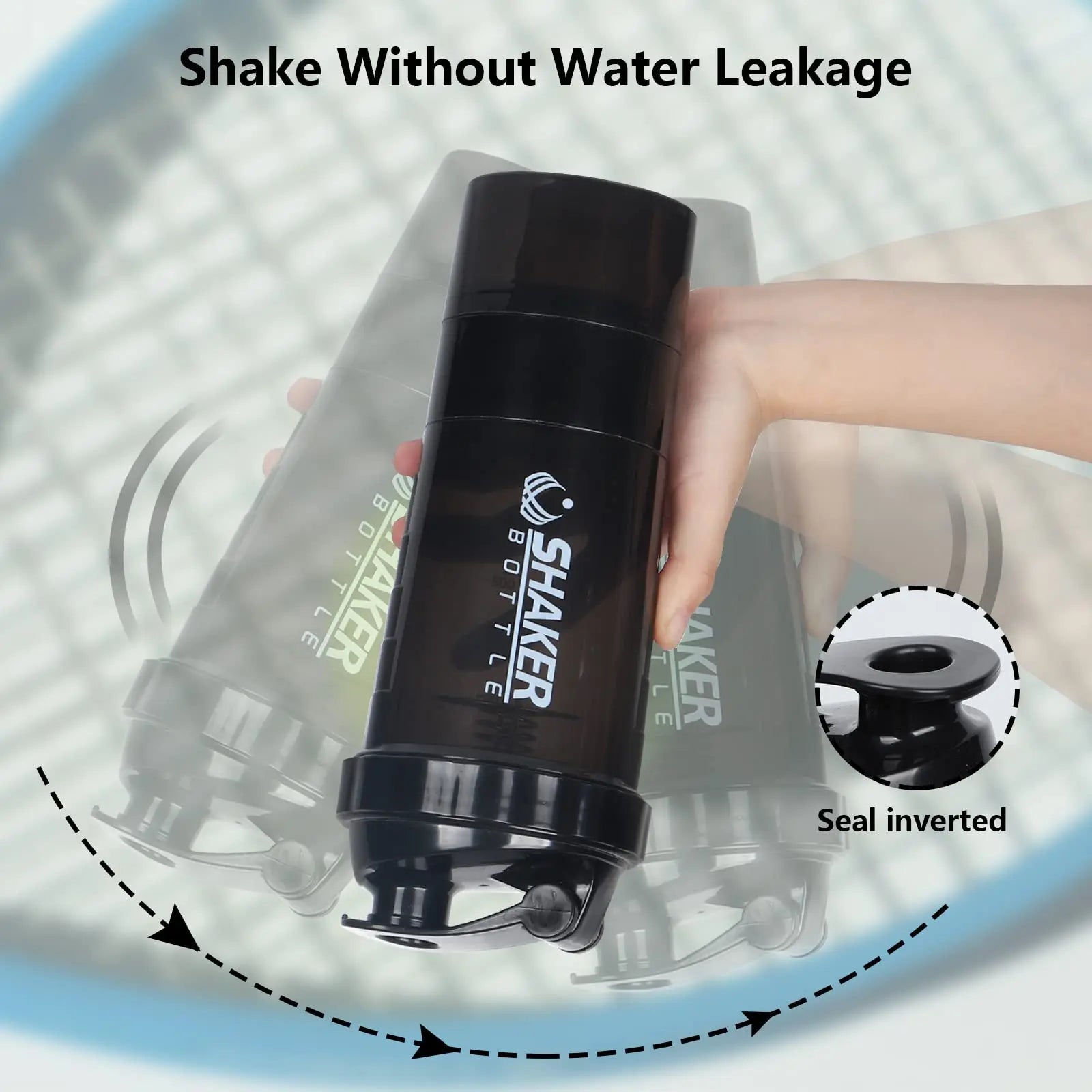 Large Capacity 3 Layers Protein Shaker Bottle with Mixing Cup for Body Building Exercise Water Shaker Cup Powder Shake Mixer