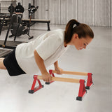 50cm Red Triangle Push Up Bars, Beech Wood+Steel Handstand Bars 400kg Load Capacity Calisthenics Pushup Stands Freestanding