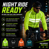 Men Cycling Jacket Reflective Hooded Windproof Water Repellent Bike Windbreaker Lightweight Packable Outdoor Coat