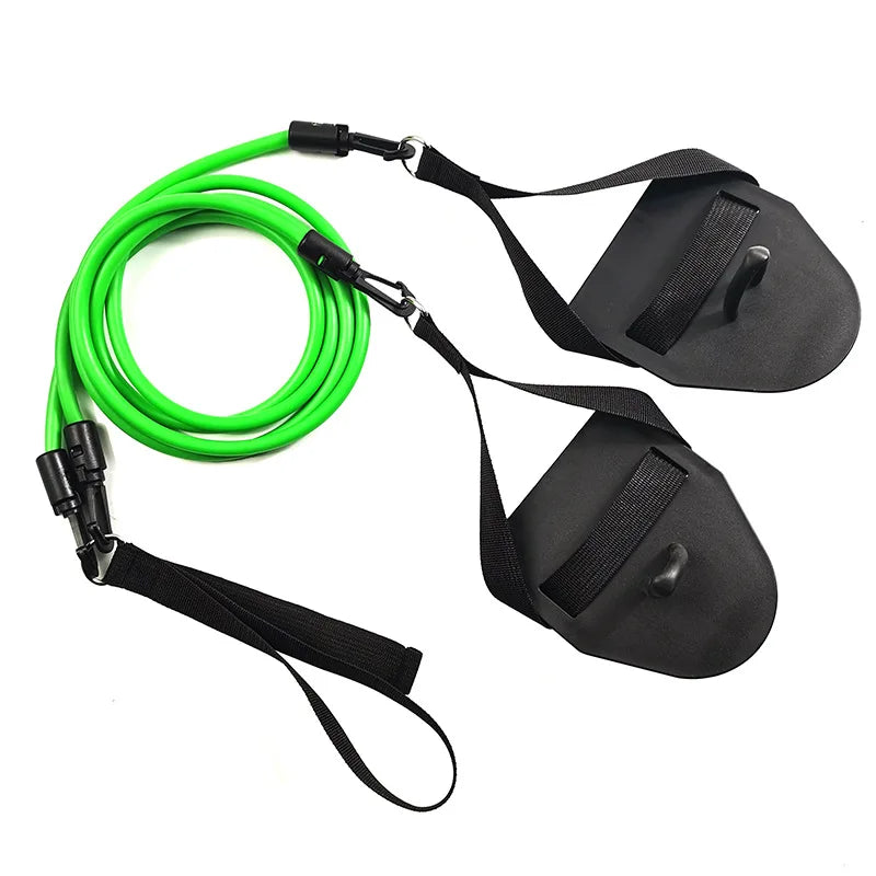 Swimming Resistance Band Set with Hand Paddles Handles Exercise Workout Bands for Men Women 1.2m Stretch Cord