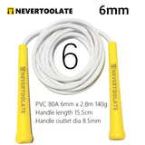 6mm thick PVC jump rope 140 gram 80A with core thread vinyl cord rope 15.5cm long handle NEVERTOOLATE  hitt exercise fitness