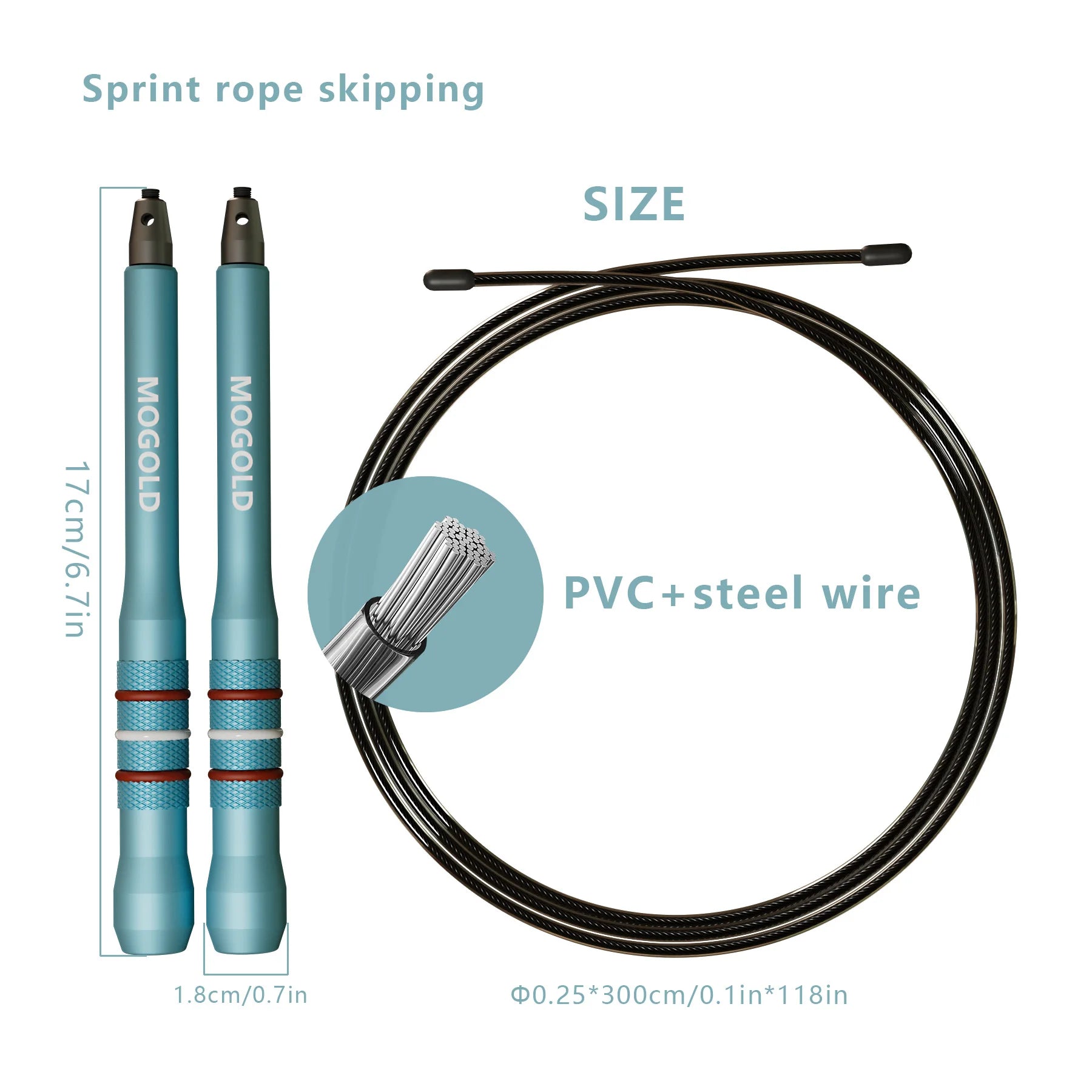 MOGOLD Professional Jump Rope - High-Quality Steel Cable & Lightweight Comfort Handles for Aerobic & Fat-Burning Workouts