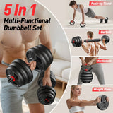 FEIERDUN 9-20kg Adjustable Dumbbells 2er Set, 5-in-1 Barbell, Kettlebell, Push-up Stand, Full Body Strength Training