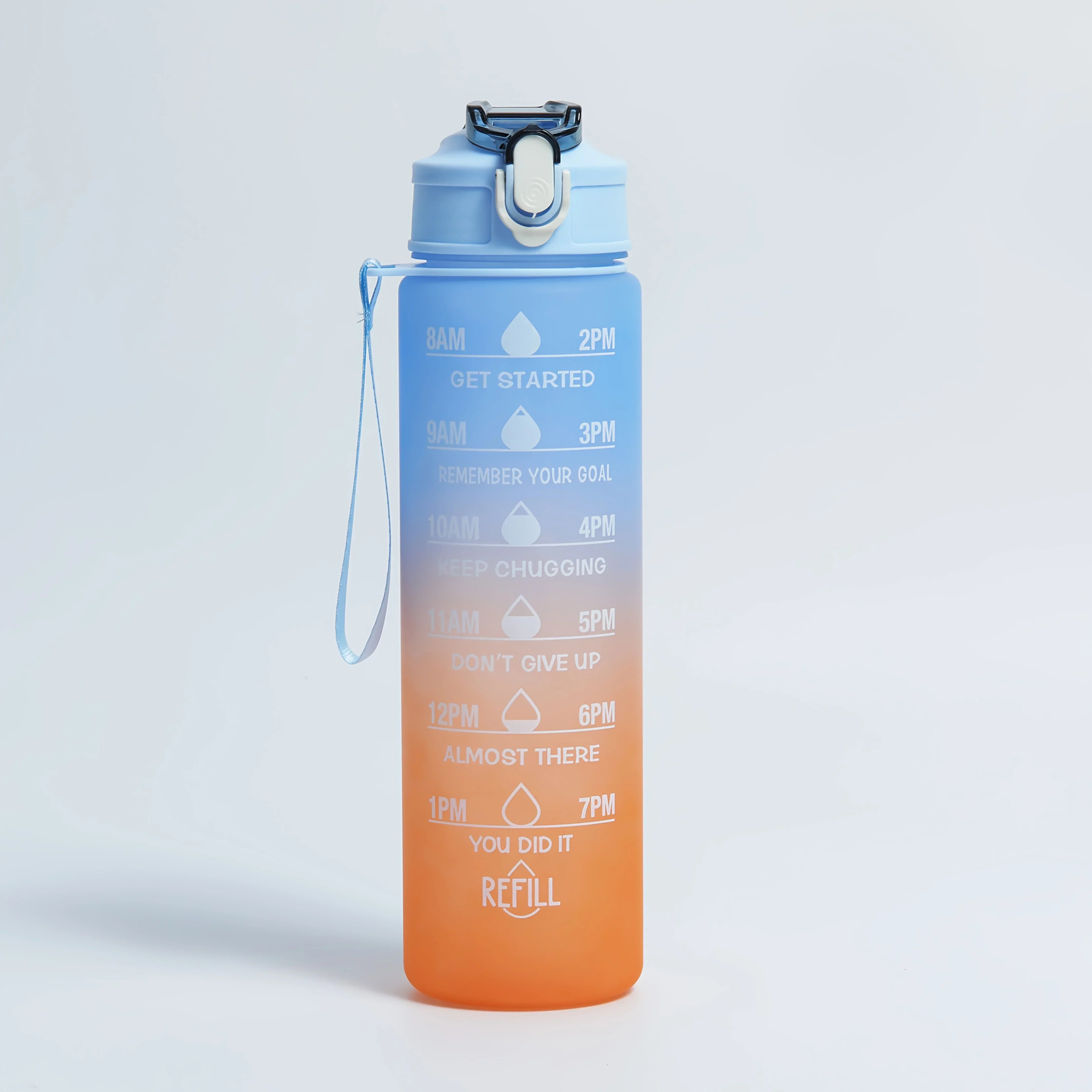 1-8pcs BPA Free Leak Proof Plastic Straw Sports Water Bottle High Quality Tour Hiking Portable  Drink Bottles with Time Marker