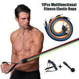 11pcs TPE Resistance Band Set Fitness Band Pull Rope Elastic Training Band With Door Anchor Handles Carry Bag Legs Ankle Straps