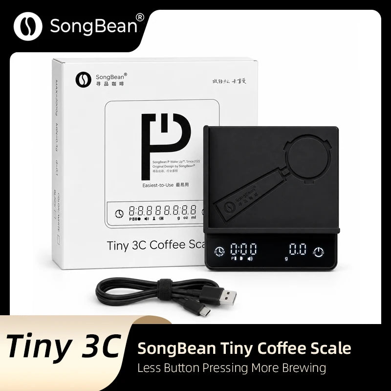 SearchPean/SongBean Tiny2S/Tiny3C Espresso Coffee Kitchen Scale Mini Smart Timer USB 2kg/0.1g Send Pad Man Woman Gift