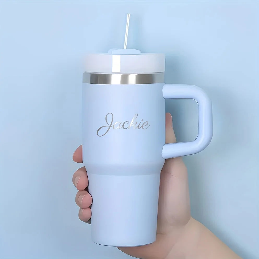 Personalized of Name 14Oz SUS304 Travel Cup Customization Water Bottle with Straw Suitable for Birthday Gifts Sport Water Bottle