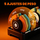 Sportnow 5 in 1 Adjustable Dumbbell, 5-25 Kg, with Non-Slip Base and Handle, Weights for Home Gym