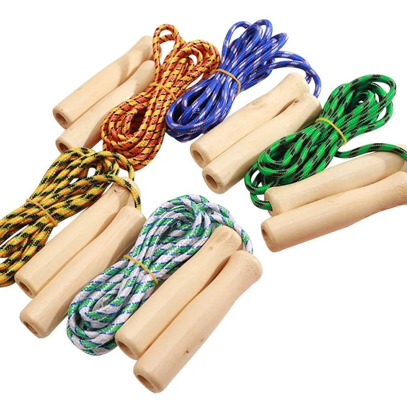 Sports Skipping Rope Wood Grip Handle Children Kid Fitness Equipment Training Practice Speed Jump Random Color