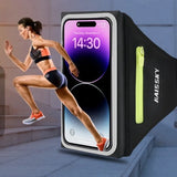Haissky Running Sport Armband For iPhone 17 16 15 14 13 Pro Max Air Plus Outdoor Workout Zipper Pocket Touchscreen Arm Bag Pouch