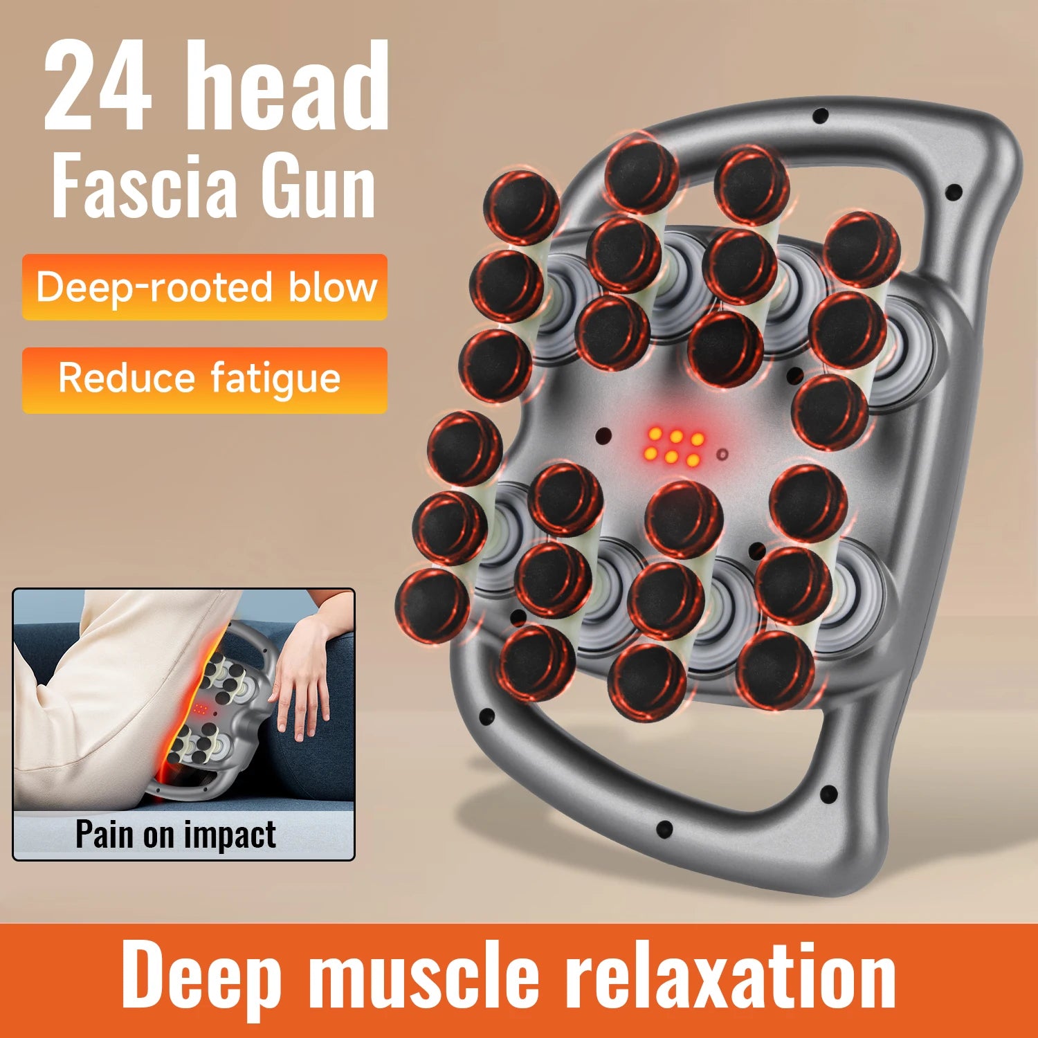 Deep Tissue Muscle Relaxation Massage Gun Fascia Gun 16/24 Heads Fascia Gun Percussion Cordless Electric for Men Women