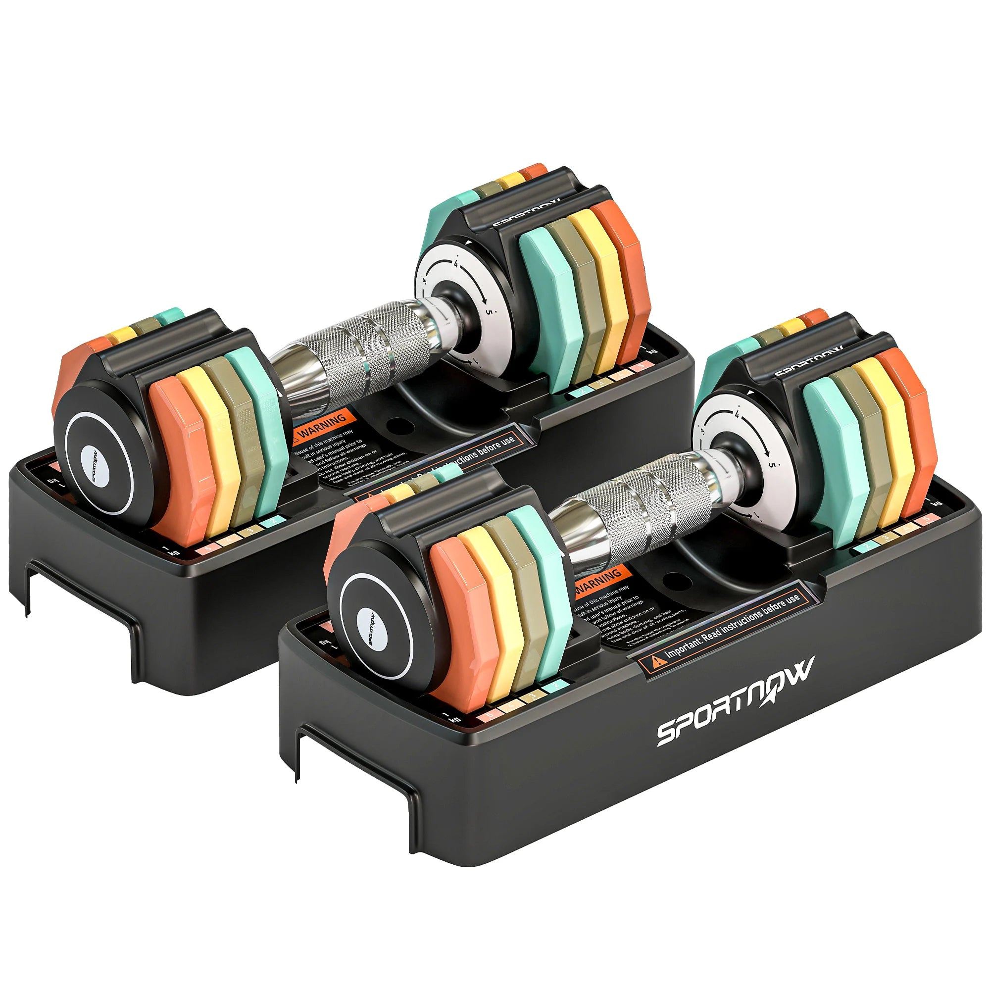 Adjustable dumbbell set, 1-5 kg dambbells, with quick-adjust storage area, non-briefs hand to save space