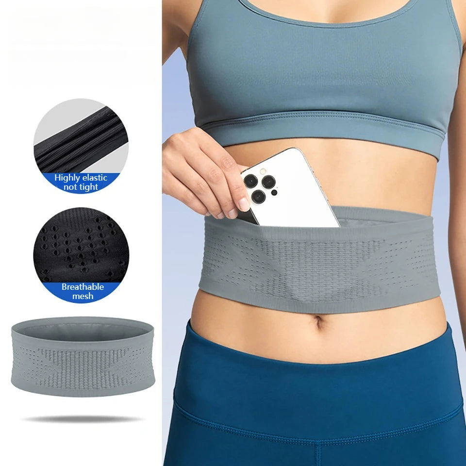 LOOGDEEL Sports Waist Bag Breathable Belt Bag Pocket Seamless Invisible Elastic Multifunction Phone Fitness Running Lightweight