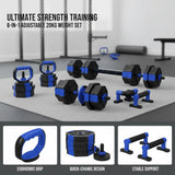 6 in 1 Adjustable Dumbbell Set 20kg to Barbell Kettlebell Push Up Support Home Gym Fitness Weight Training for Men Women