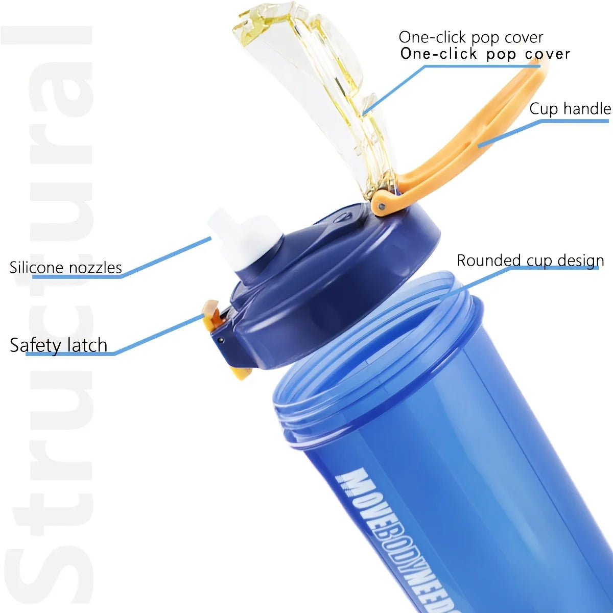 1pc Portable Protein Shaker 550ml Fitness Bottle with plastic Whisk Ball for Fitness Enthusiasts Athletes Perfect For Outdoor