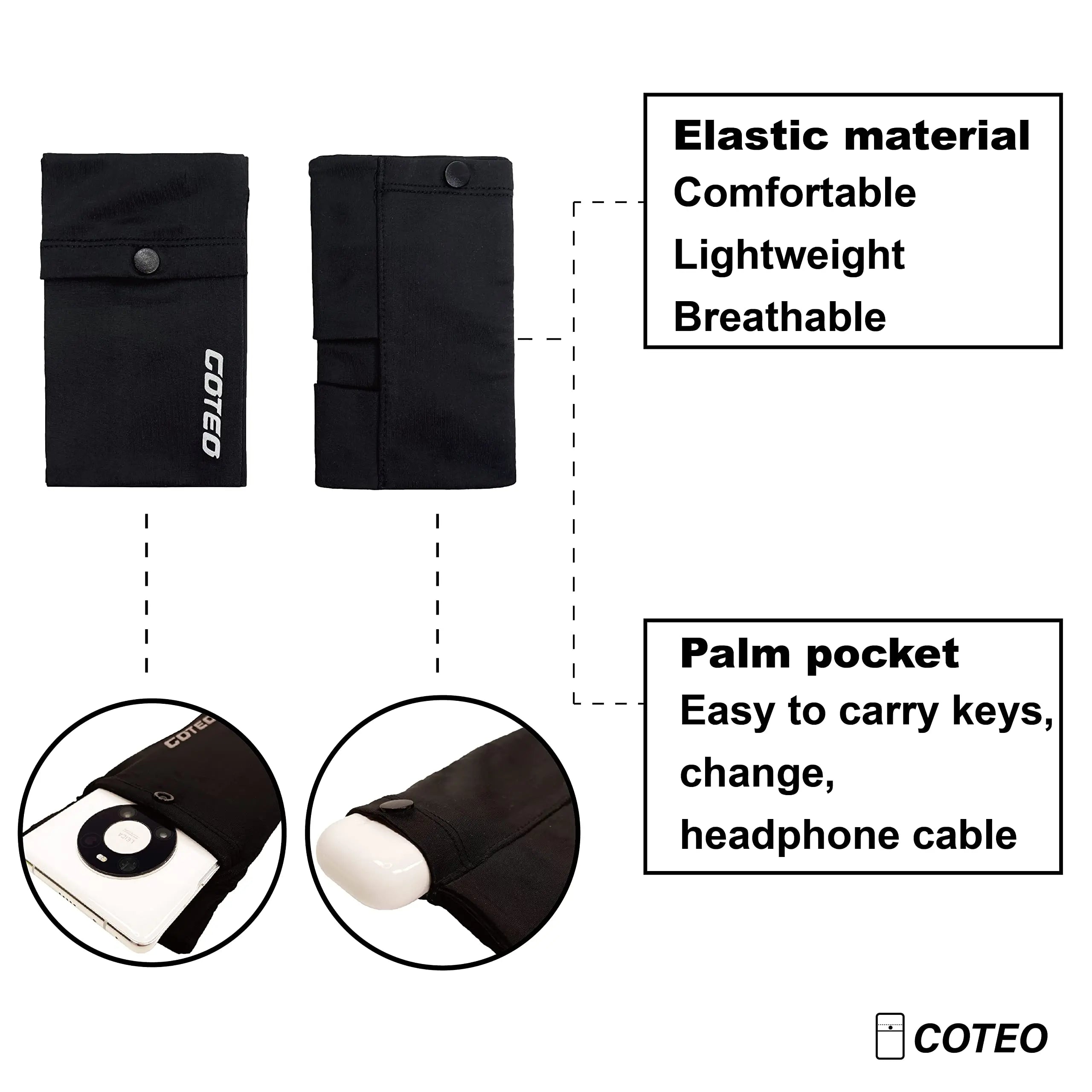 New Running Mobile Phone Arm Bag Sport Phone Armband Bag with Glove Handfree Wrist Cell Phone Holder Thin Wrist Pouch for Phone