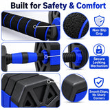 6-in-1 Adjustable Dumbbell Set, Plastic and Sand Filled Kettlebell Barbell Push Up Stand, Home Gym Fitness Equipment for Strength Training, Biceps Squats Lunges, Blue
