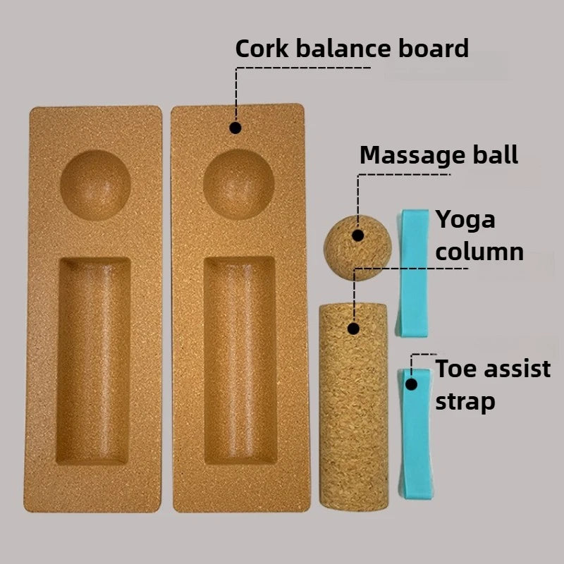 Cork Yoga Blocks Ankle Balance Board Premium Cork Wobble Board Foot Roller Split Half Round Design Yoga Pilates Equipmen
