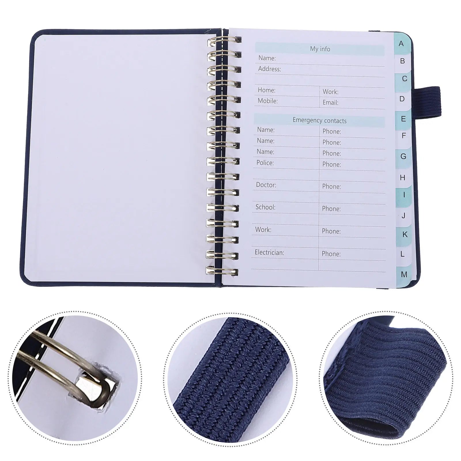 Address Phone Book with Alphabet Tabs Hardcover Spiral Notebook with A-Z Tab A6 Size Password Keeper Journal Notebook for Office