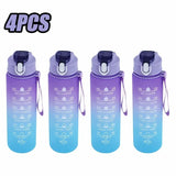 1-8pcs BPA Free Leak Proof Plastic Straw Sports Water Bottle High Quality Tour Hiking Portable  Drink Bottles with Time Marker